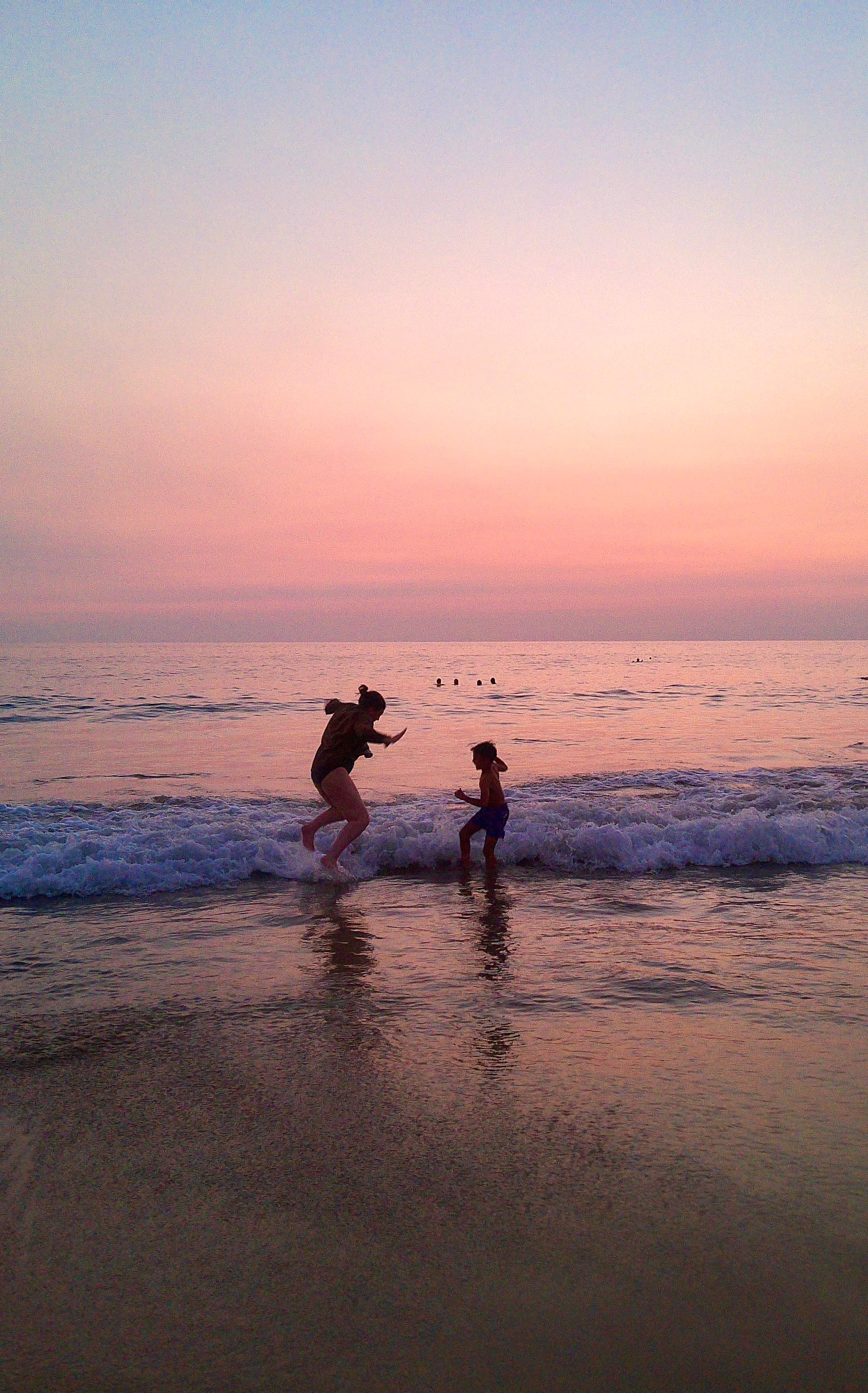 jumping in the waves